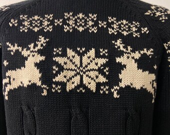 Vintage 80s Cotton Sweater From Lands End Brand | Black With