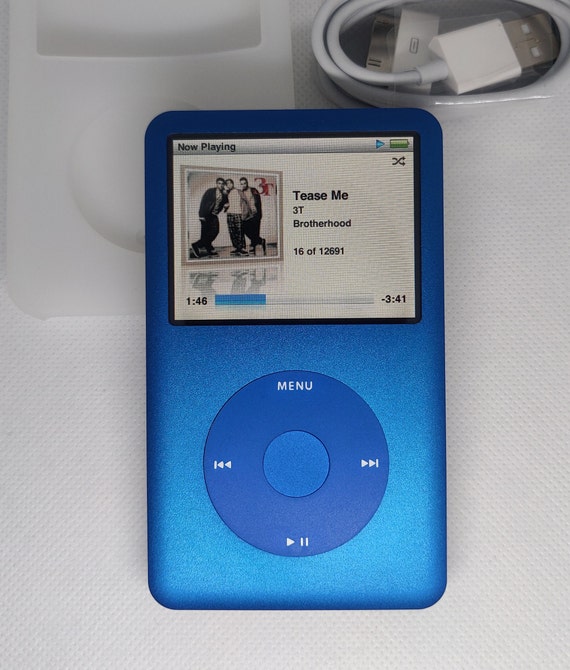 Apple iPod Classic - 第 7/6 世代、ブルー (3000 mAh バッテリー