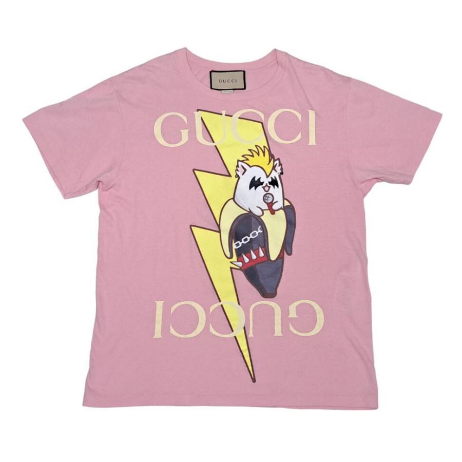 Gucci Authentic T-shirt Bananya Logo Pink Short Sleeves Size XS