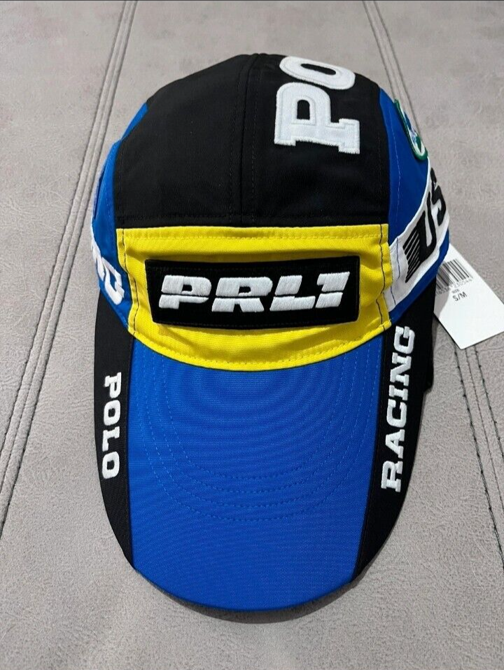 RARE Polo Ralph Lauren Racing Long bill Hat 5 Panel Cap S/M