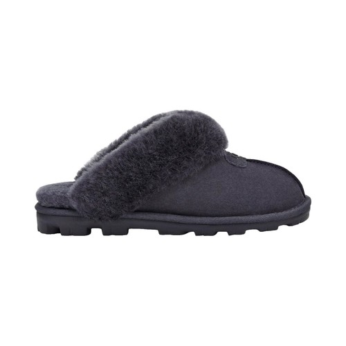 UGG WOMEN'S SUPER FLUFF SLIPPER -OPEN TOE- BLACK– SIZE 6 US – USED