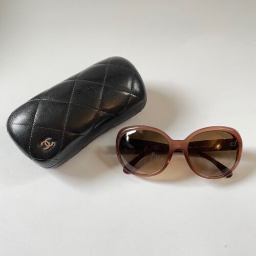 Chanel Coco Mark Sunglasses Brown Gold Hardware Women's With box