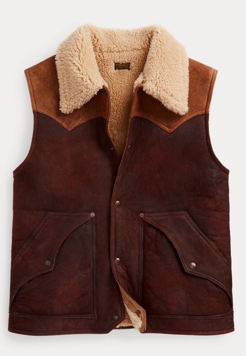 Polo Ralph Lauren Double RL RRL Shearling Suede Leather Western