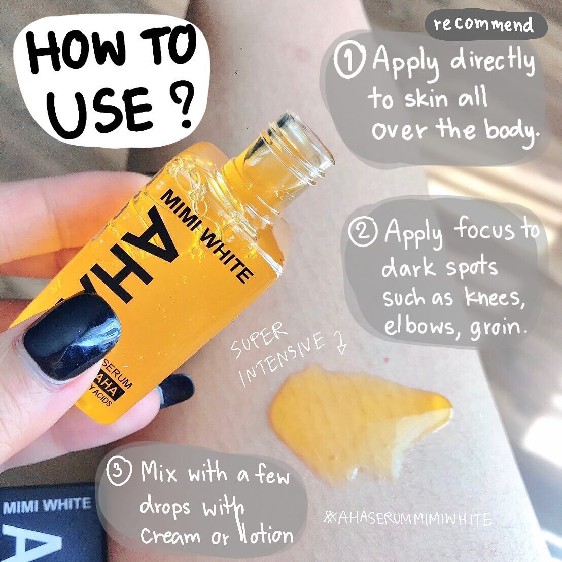 Mimi White AHA Serum Brightening Body Serum 30ml x 6 Ship from USA