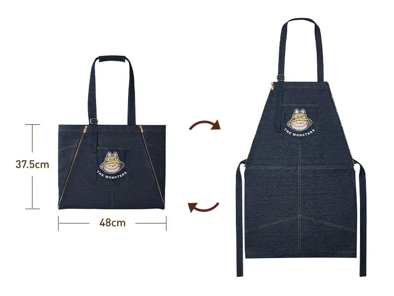 POP MART THE MONSTERS LABUBU FALL IN WILD Denim Apron Bag Two ways