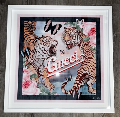 OLIVER GAL GUCCI PARMA TIGERS WALL ART 25” x 25” SHADOWBOX $695