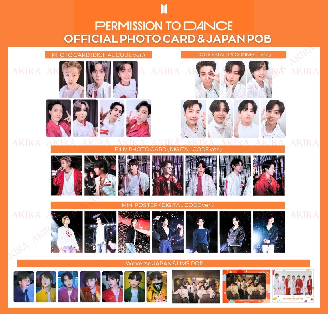 BTS PERMISSION TO DANCE ON STAGE LIVE DIGITAL CODE PHOTO CARD