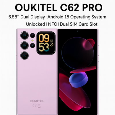 Factory Unlocked Smartphone OUKITEL C62 PRO Dual Display 8GB+256GB