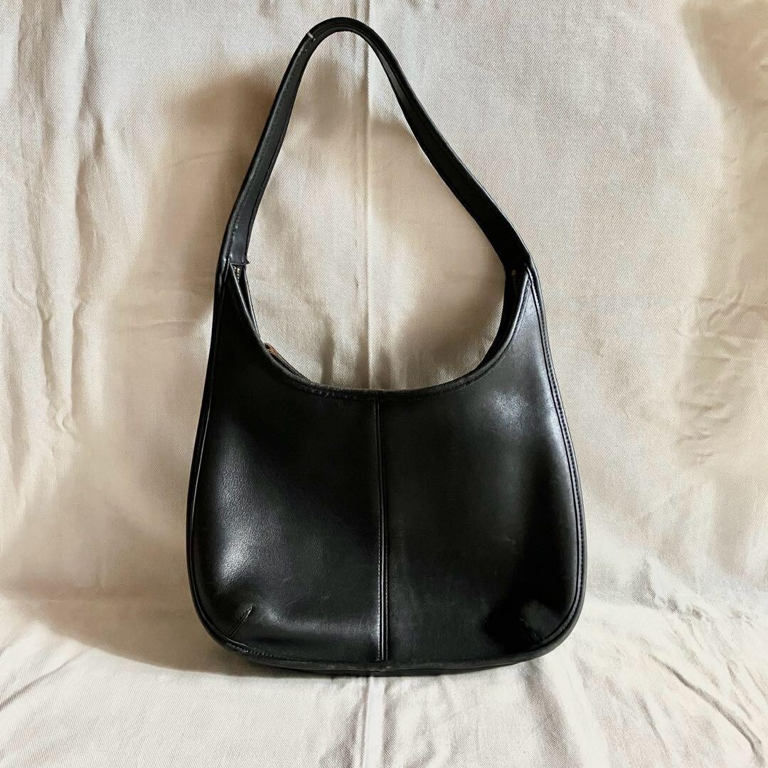 COACH Ergo Zip Hobo Leather Shoulder Bag 9025 Vintage Black USED
