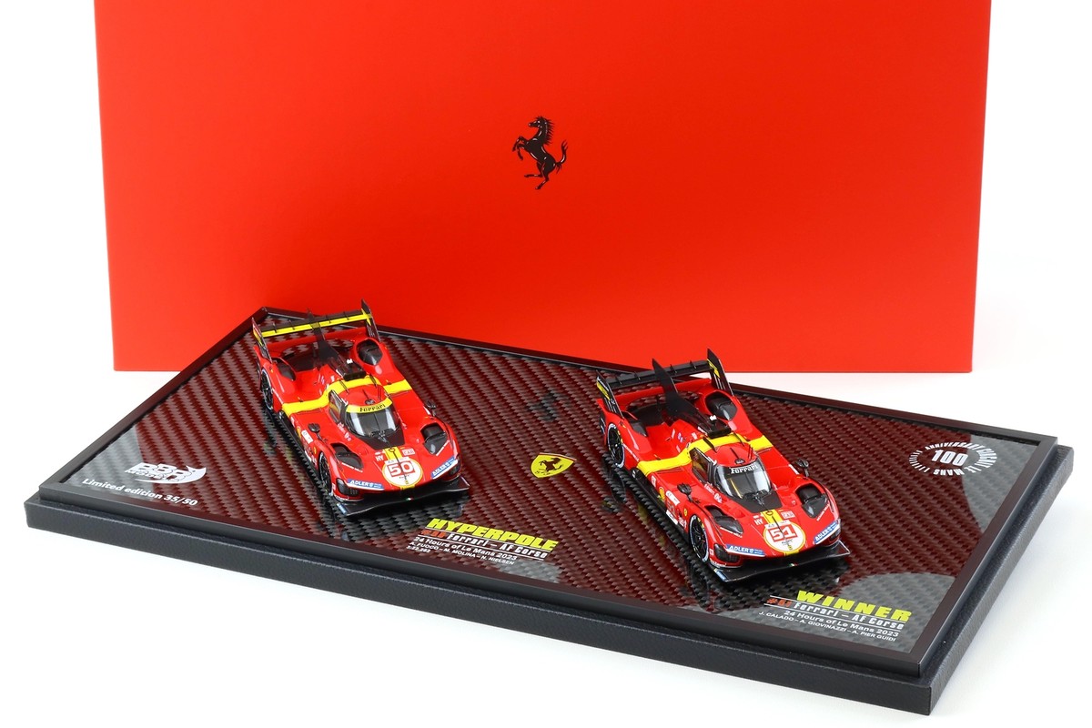 1:43 BBR Ferrari 499P Le Mans 2023 Special Set #50 + #51 Carbon