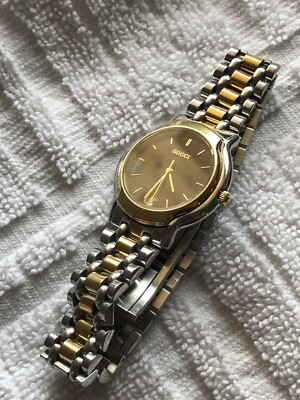 Gucci Watch 8000.2M 18k GP Gold Plated SS Two Tone Stainless Steel