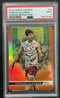 2024 Topps Chrome Tennis Carlos Alcaraz Orange Refractor /25 PSA