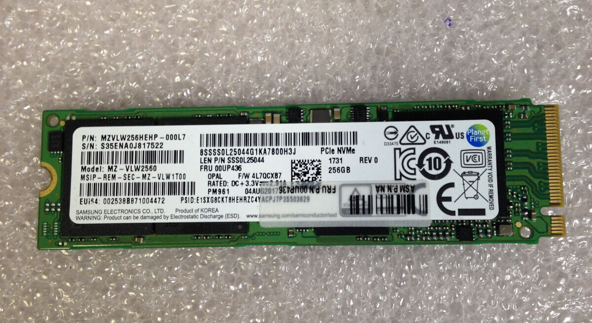 MZ-VLW2560 NVMe PCIe M.2 MZVLW256HEHP-000L7, 00UP436 SSD 256GB