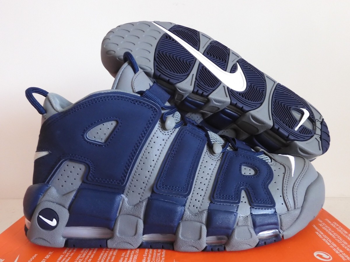 NIKE AIR MORE UPTEMPO 96 COOL GREY-WHITE-MIDNIGHT NAVY BLUE SZ