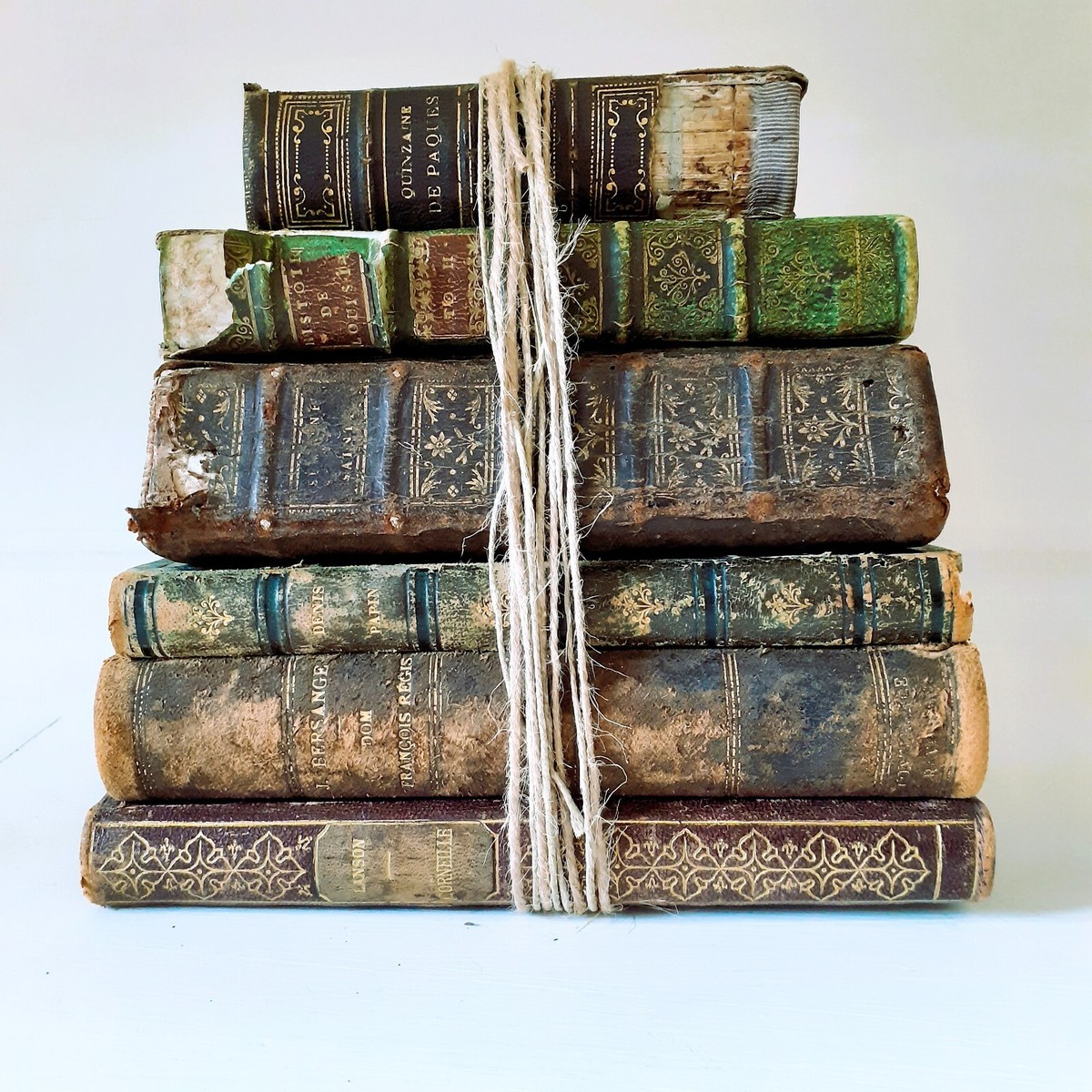 Antique French Book Stack – 6 Rare Books (1718–1924) | 300-Year