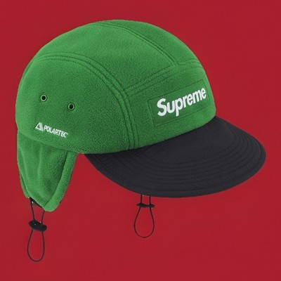 SUPREME POLARTEC® Packable Camp Cap W Earflaps • Green Fleece Hat