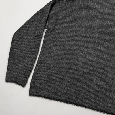 Uma Wang Fluffy Alpaca Cashmere Oversized Gray Knitted Turtleneck