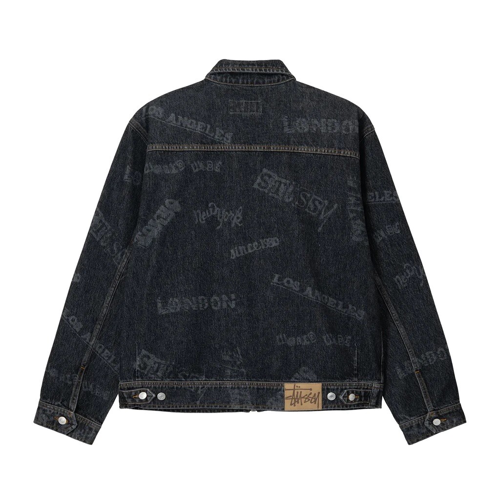 Stussy Worldwide Zip Work Jacket Denim Black Men's Sz. Medium SS23