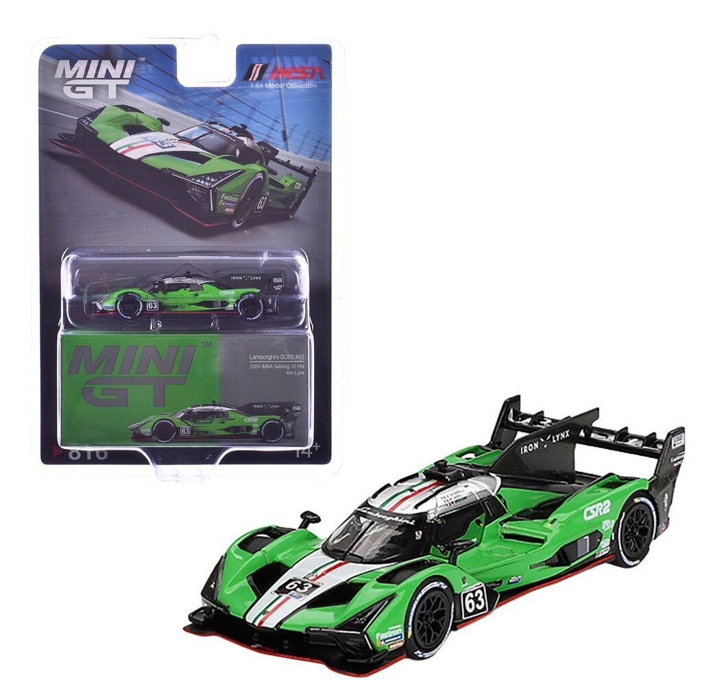 Mini GT 1:64 Lamborghini SC63 #63 Iron lynx 2024 IMSA Sebring 12