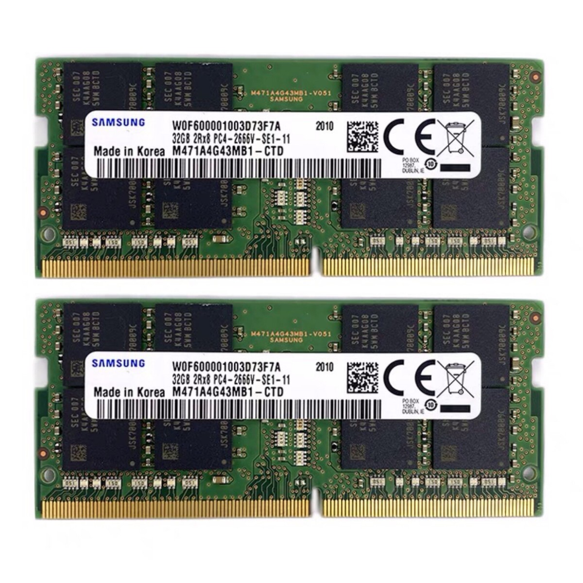 Samsung 32GB (2X 16GB) DDR4 2666MHz PC4-21300 SODIMM Memory Ram