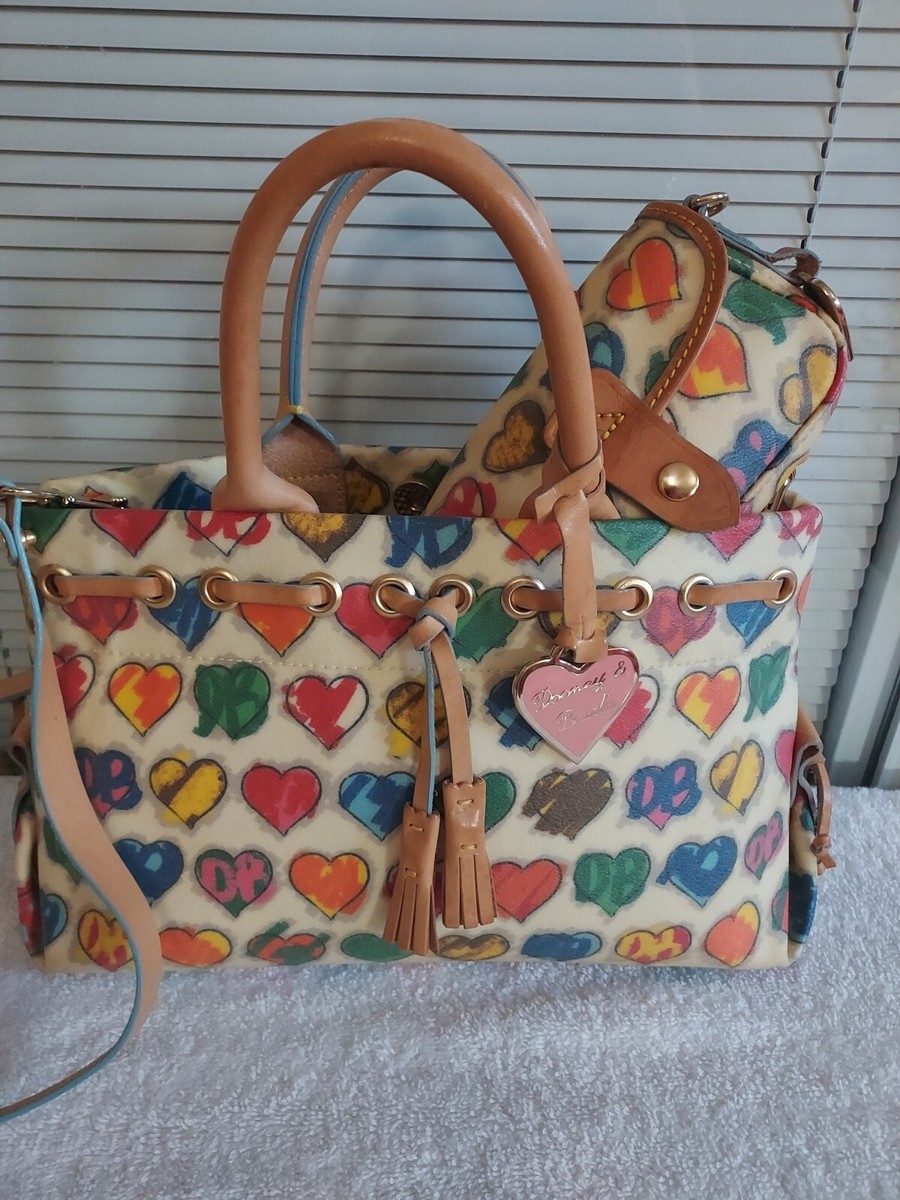 DOONEY & BOURKE 💜RETRO🩵 SCRIBBLE 💛HEARTS 💙SHOULDER 🩷BAG