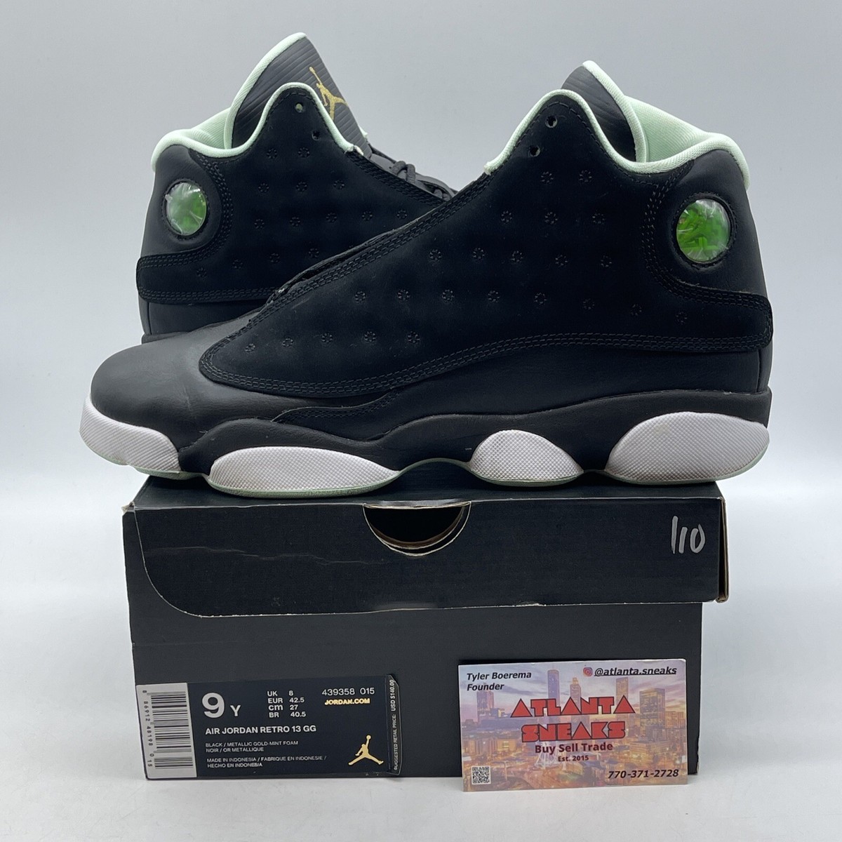 Size 9Y (GS) - Jordan 13 Retro Mid Mint Foam Black White (439358