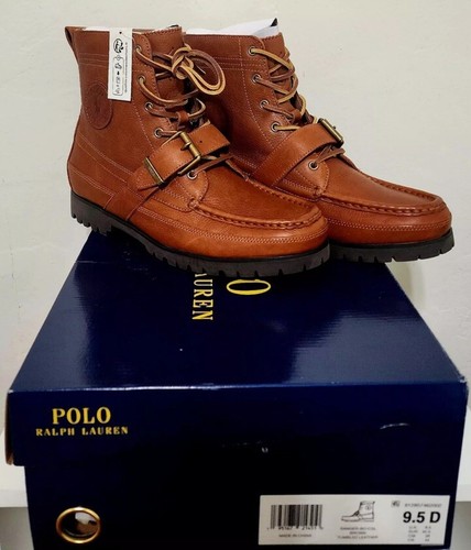 New Polo Ralph Lauren Ranger Tumbled Boots Men's 9.5 D Brown