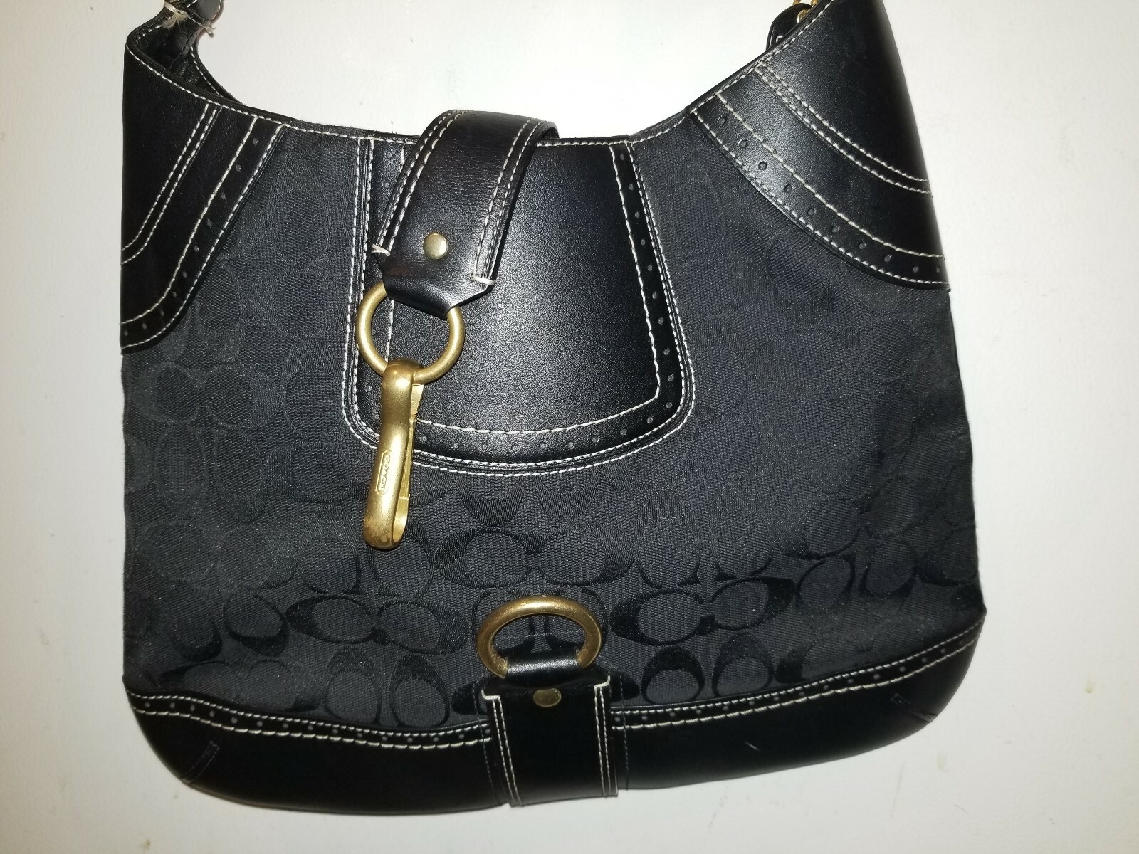 Coach Bag Black Signature/Jacuard/Leather Horsebit Hobo Bag | eBay