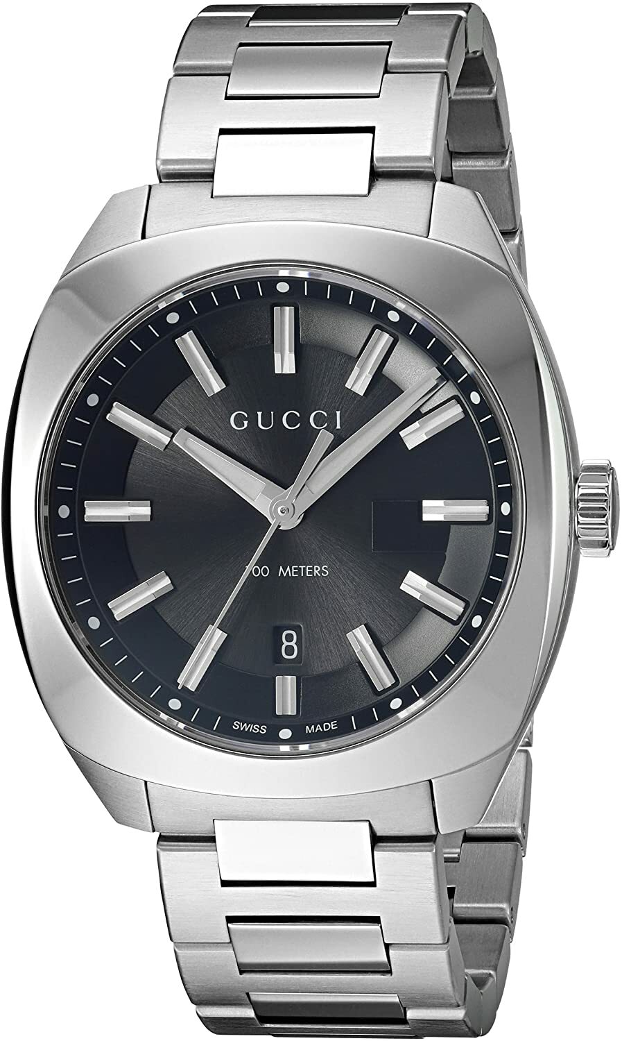 Gucci GG2570 Swiss Silver Tone Stainless Steel 142.3 Series Date