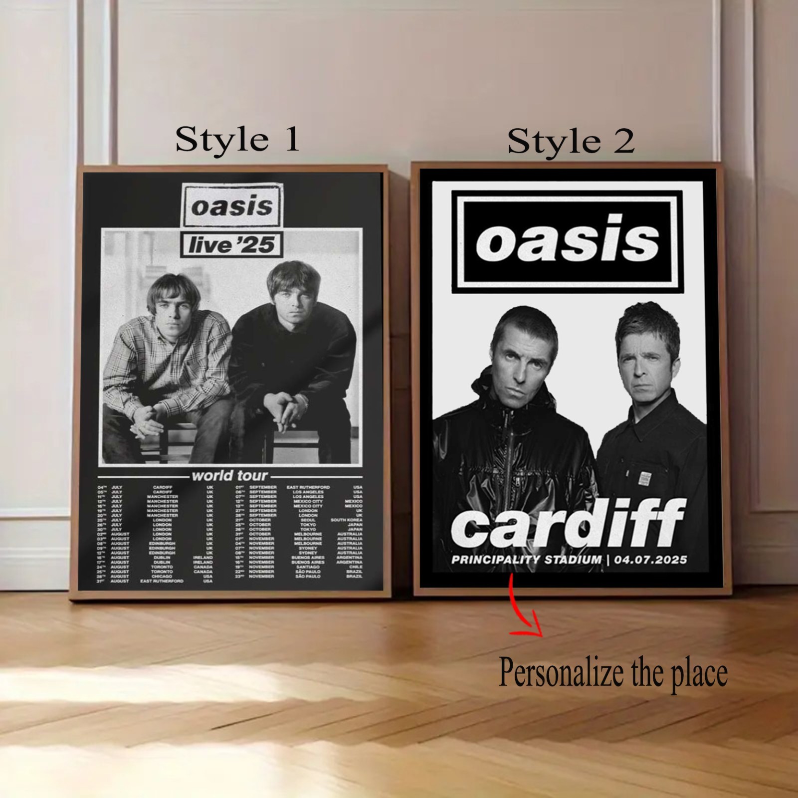 Custom Oasis World Tour 2025 Poster – Personalized Concert Print