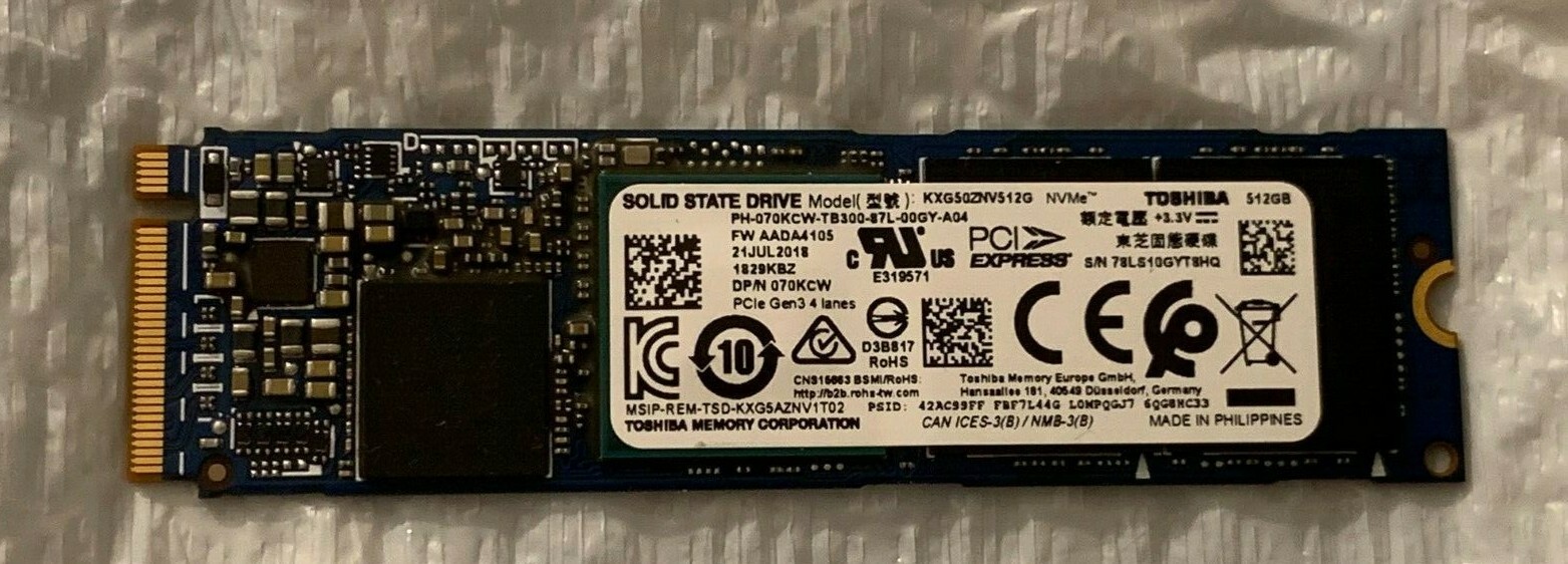 GENUINE DELL TOSHIBA XG5 512GB NVMe SSD PCIe 3.0 x4 M.2 2280