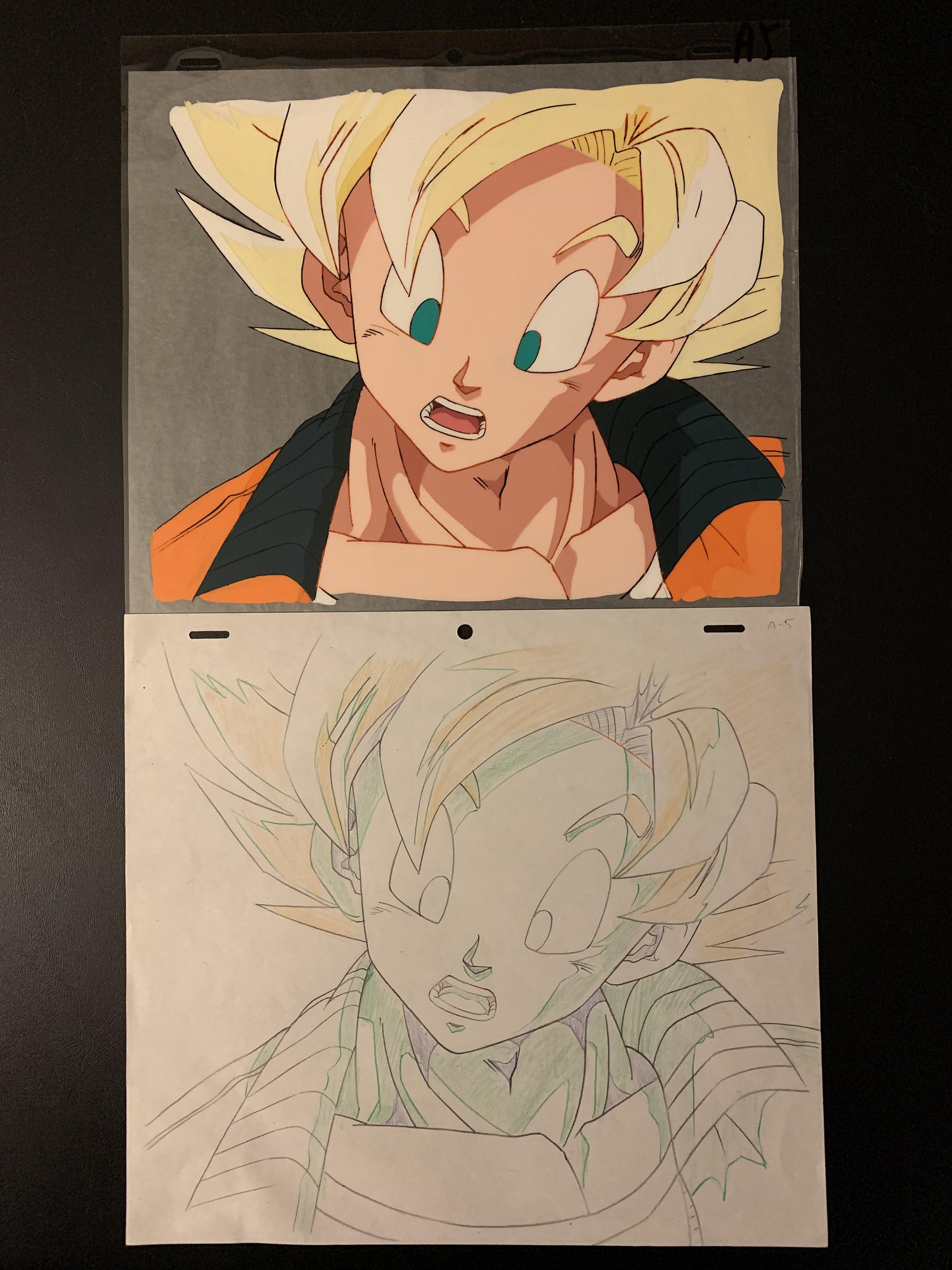 超サイヤ人悟空のアニメセル画とスケッチ : r/dbz