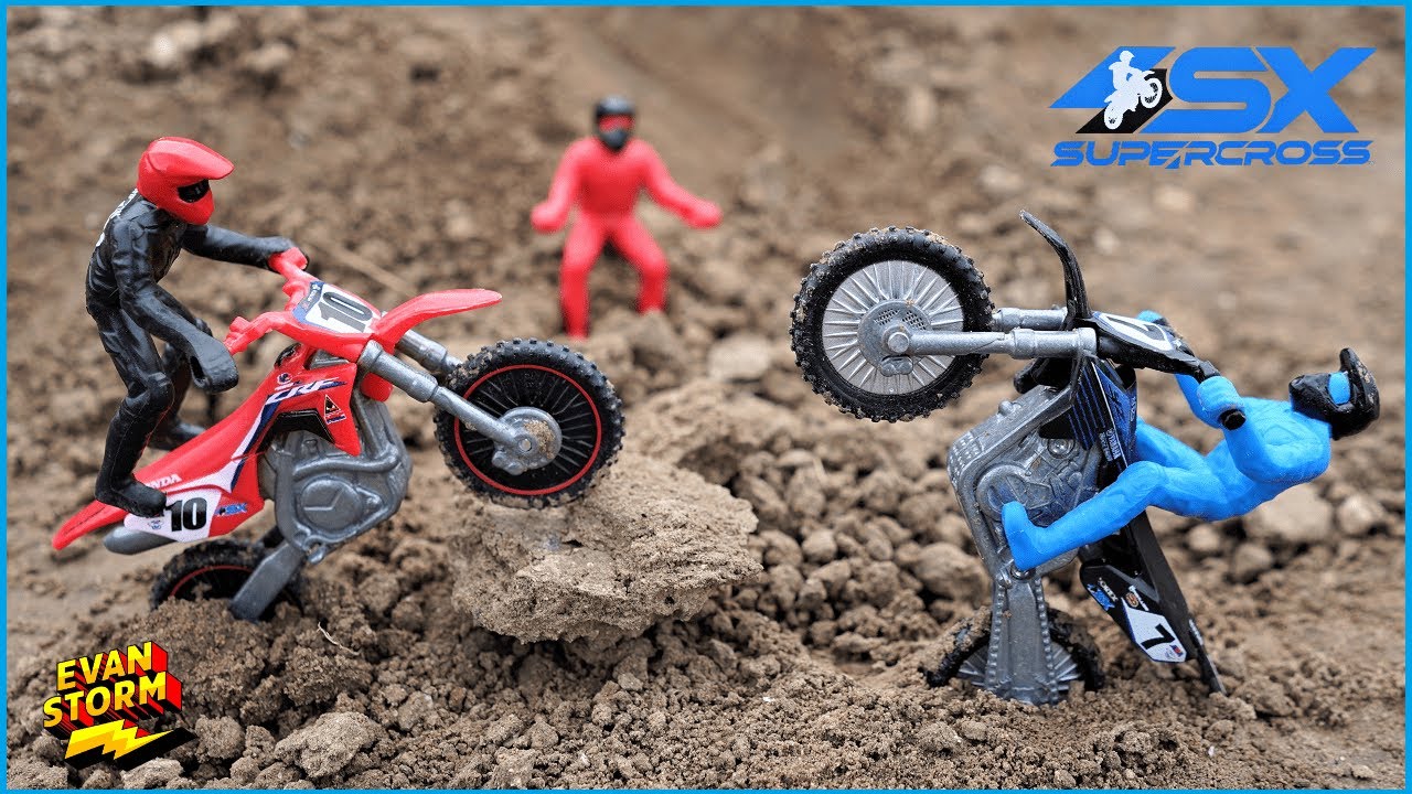 Pretend Play and Unboxing Dirt Bike SX Supercross Motorcycle Toys