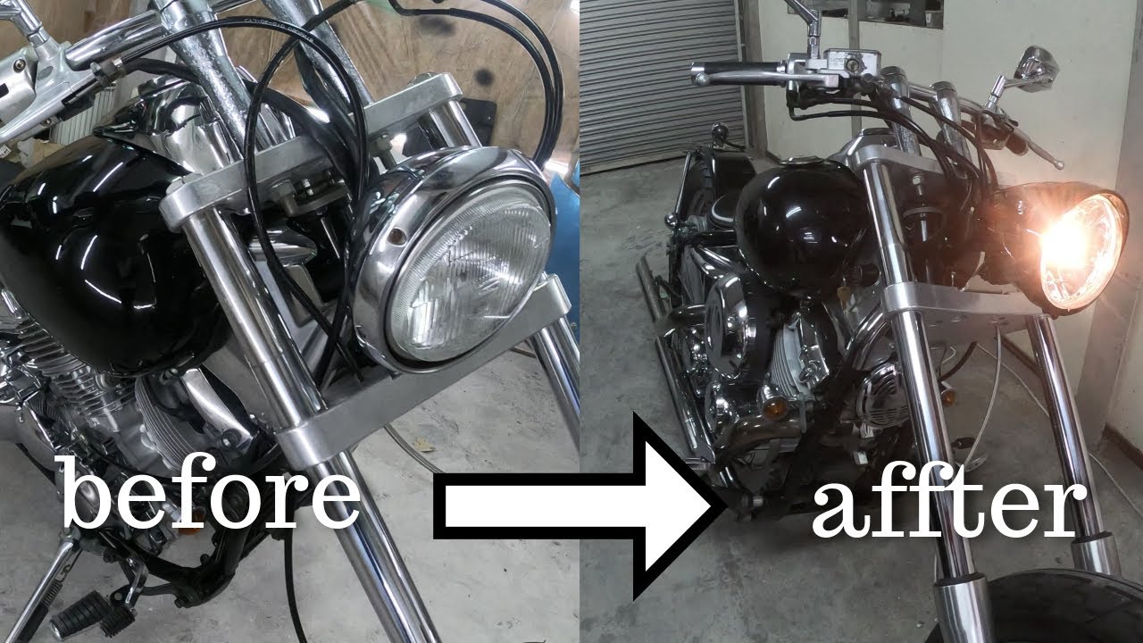 カスタム＆車両紹介]ドラッグスター400 トリプルツリー ヘッドライト