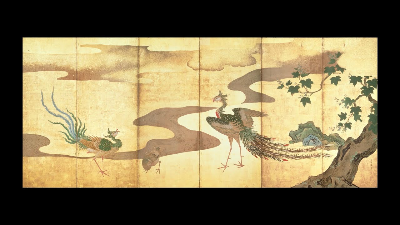 日めくり3分間名画の旅】105枚目 狩野探幽「桐鳳凰図屛風」 - YouTube