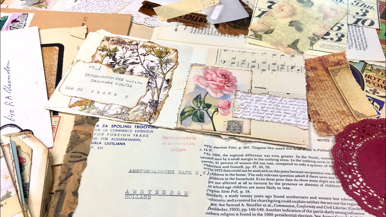 紙ものコラージュ♡ヴィンテージ使用済み封筒でジャンクジャーナルの