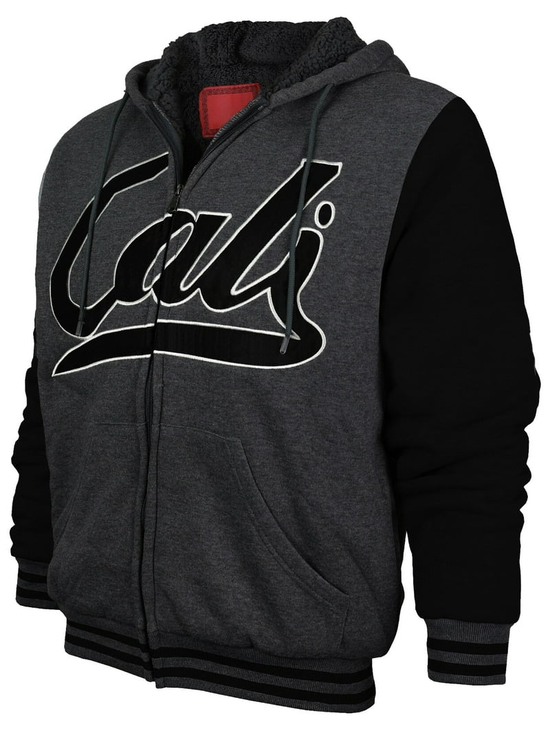 Men's Athletic California Sherpa Fleece Lined Cali Zip Up Hoodie