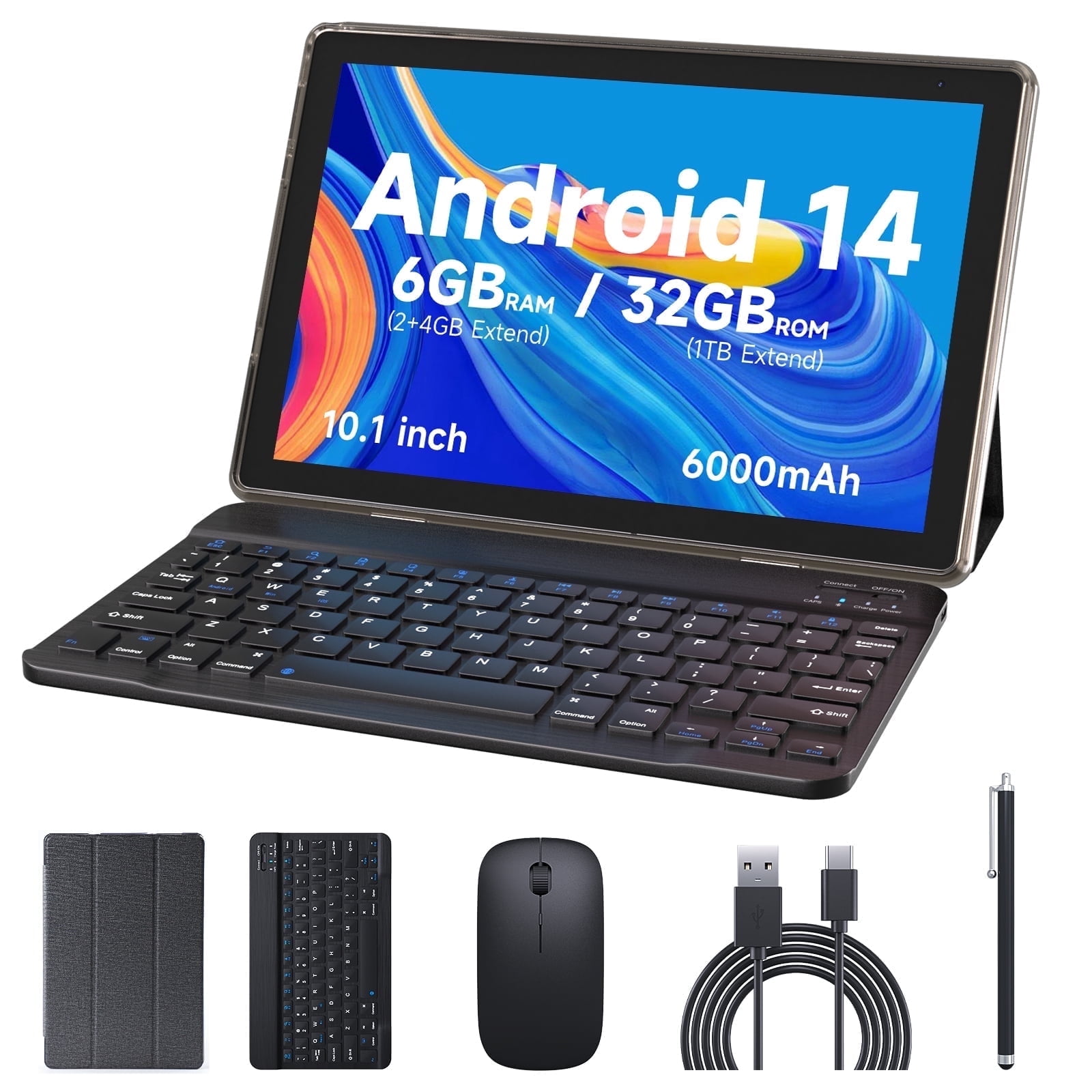 10'' Android 12 Tablet, 2 in 1 with Keyboard, 32GB ROM/512GB