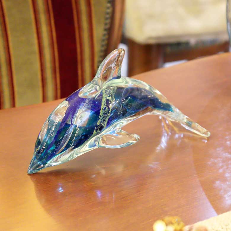 ガラスの置物 イルカ ドルフィン オーナメント ガラス雑貨 オブジェ