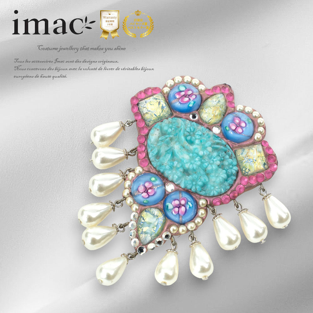 imac 花モチーフ ブローチ 3点セット アクセサリー ブローチ ラインストーン フラワー パステルカラー