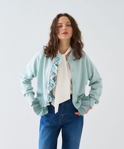 タフタフリルニットカーディガン （カーディガン・ボレロ