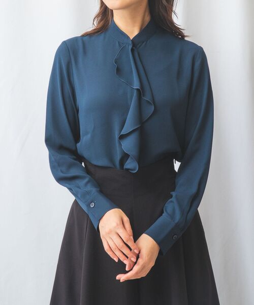 セール】 【NARACAMICIE】ジョーゼットアシメフリル長袖ブラウス