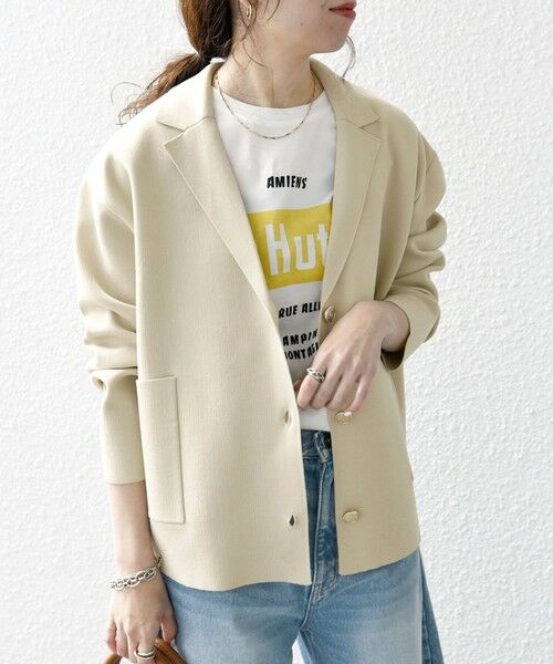 セール】 【WEB限定】SHIPS any:〈手洗い可能〉テーラード ニット