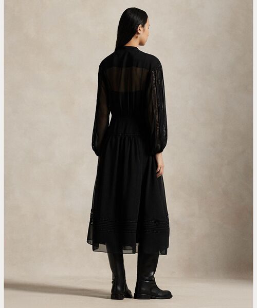 セール】 レーストリム ジョーゼット ドレス （ロング・マキシ丈