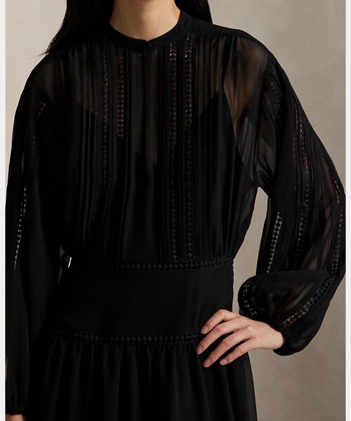 セール】 レーストリム ジョーゼット ドレス （ロング・マキシ丈