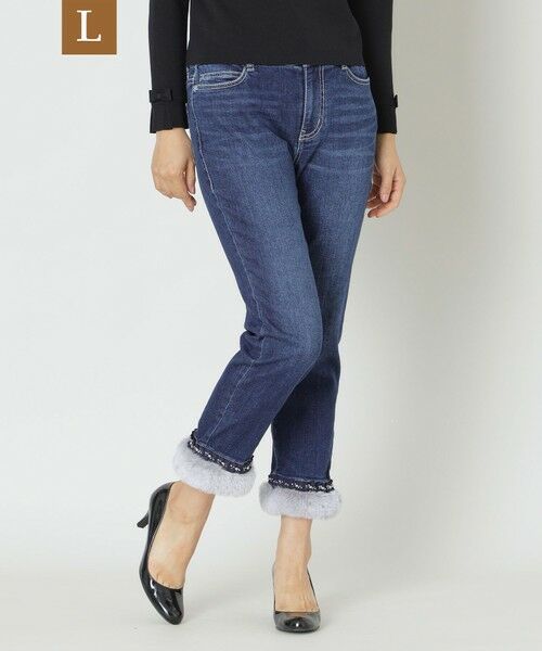 セール】 【L】フェイクファー ストレッチデニムパンツ （その他パンツ