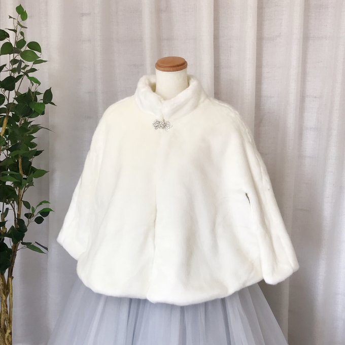 冬のケープ、ホワイトケープ、暖かくなる、ウェディングケープ - Your