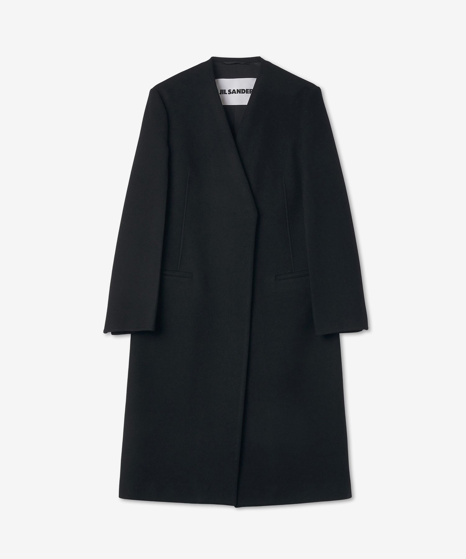 MUSINSA | JIL SANDER Collarless Double Coat - Black