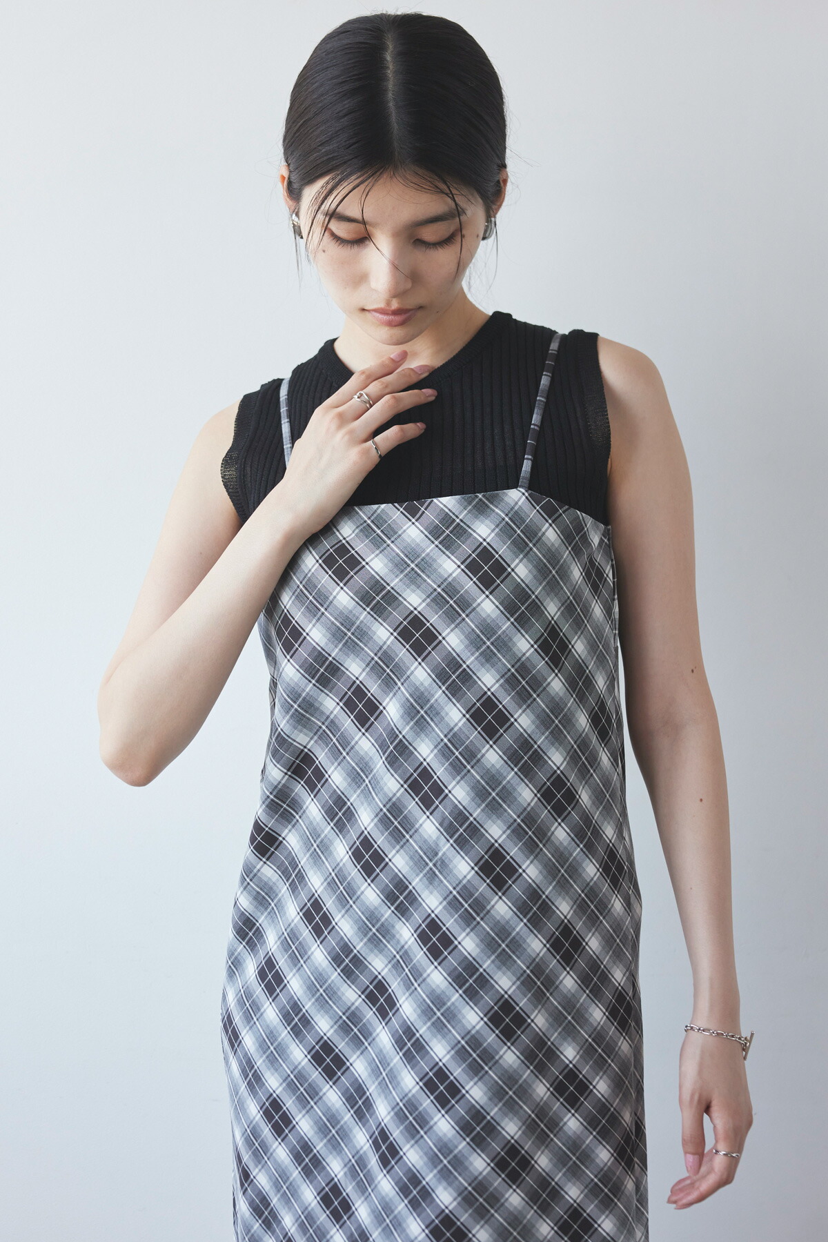 バイアスチェックキャミワンピース※一部店舗のみ入荷