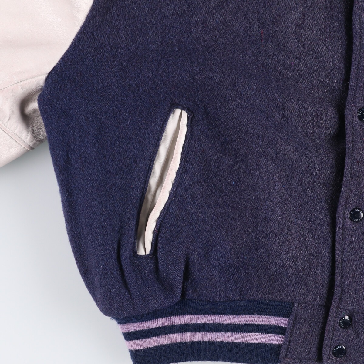 古着 90年代 ショット SCHOTT 中綿入り 袖革ウールボタンスタジャン